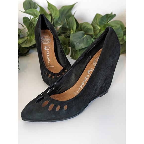 Jeffrey Campbell Wedges Heels Ann Arbor Suede Cut Out Boho Quirky Boho Size 6.5 - Picture 3 of 13
